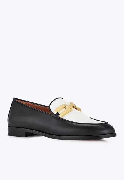 Shop Aquazzura Brandi Logo Leather Loafers In Monochrome