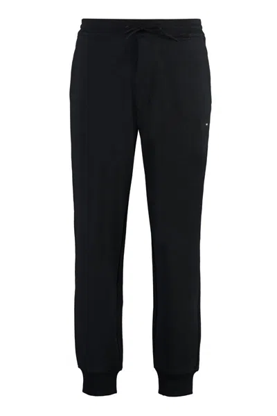 Shop Y-3 Adidas Logo Detail Cotton Track-pants In Black