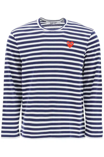 Shop Comme Des Garçons Play Comme Des Garcons Play Striped Long Sleeved T Shirt