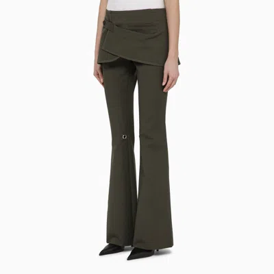 Shop Courrèges Military Green Cotton Mini Skirt Trousers