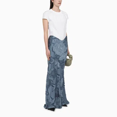 Shop Etro Light Blue Long Skirt In Jacquard Viscose