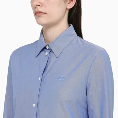 Shop Etro Light Blue Cotton Oxford Shirt