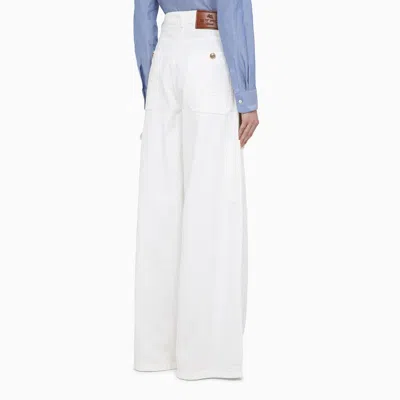 Shop Etro White Wide Denim Trousers