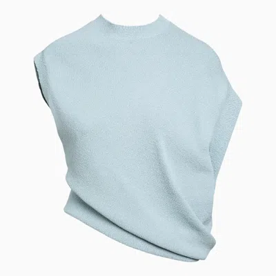 Shop Fendi Asymmetric Knit In Light Blue Viscose