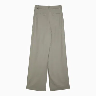Shop Federica Tosi Sage Green Wool Blend Wide Trousers