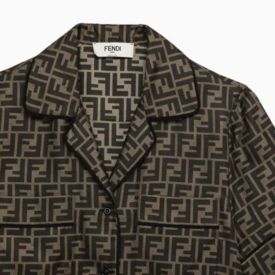 Shop Fendi Brown Silk Pyjamas With Ff Pattern