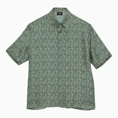 Shop Fendi Mint Green Ff Silk Shirt