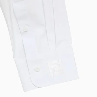 Shop Fendi White Cotton Chemisier Dress With Belt