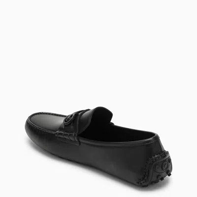 Shop Ferragamo Black Leather Gancini Loafer