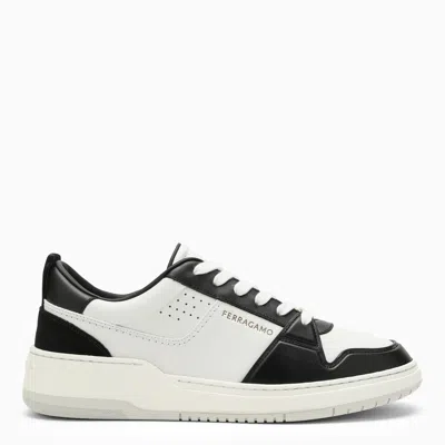 Shop Ferragamo Low Black/white Leather Trainer
