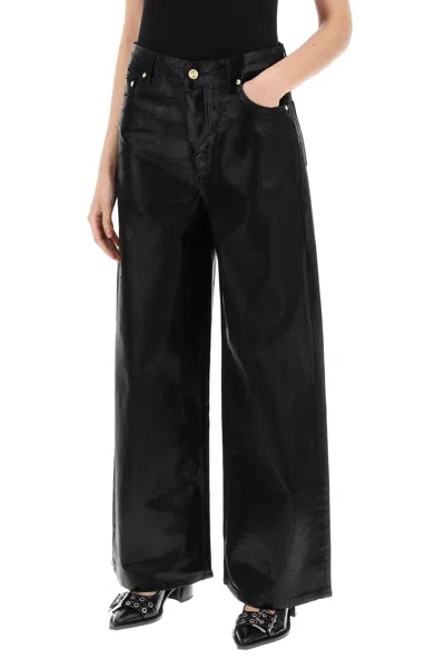 Shop Ganni Laminated Finish Jeans With
