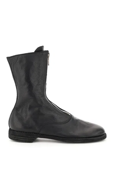 Shop Guidi Front Zip Leather Ankle Boots