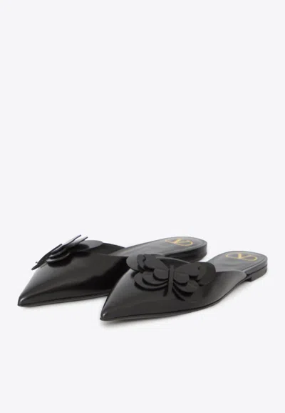 Valentino Garavani Women Flat Mules In Leather In Black