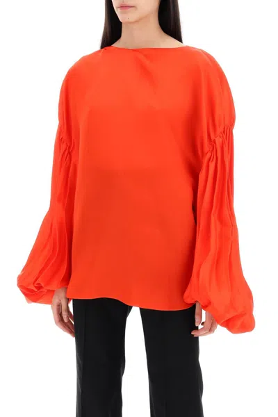 Shop Khaite "quico Blouse With Puffed Sleeves