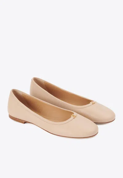 Chloé Marcie Leather Ballerina In Nude