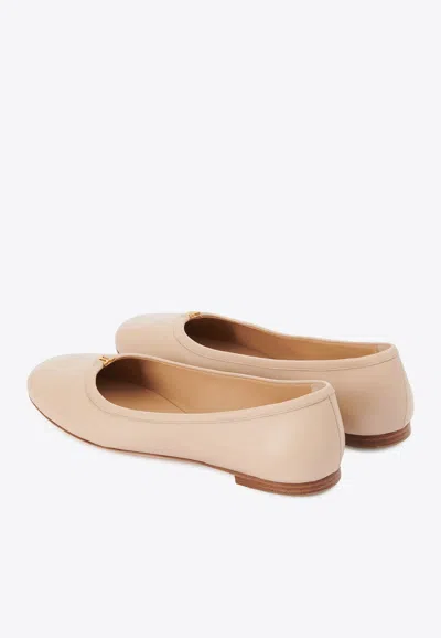 Chloé Marcie Leather Ballerina In Nude