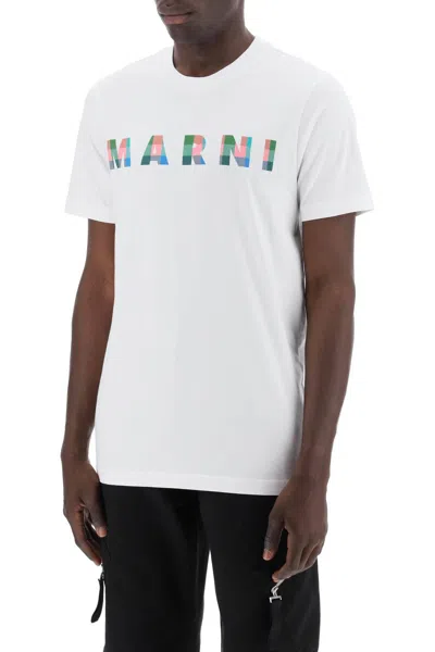 Shop Marni "checked Logo T Shirt With Square