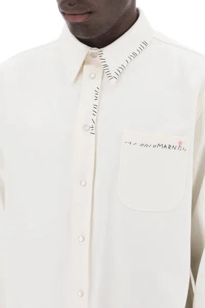Shop Marni Cotton Drill Overshirt In Eight