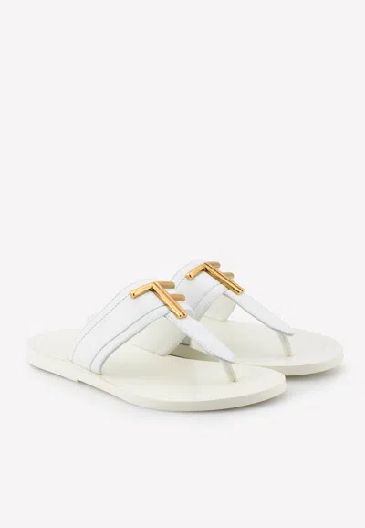 Shop Tom Ford Calfskin Tf Thong Sandals In White