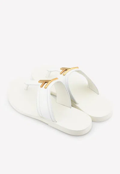 Shop Tom Ford Calfskin Tf Thong Sandals In White