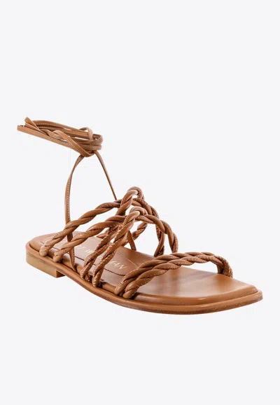 Shop Stuart Weitzman Calypso Braided Leather Sandals In Brown