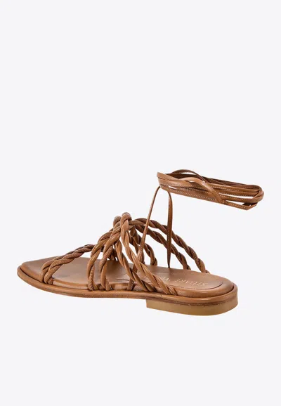 Shop Stuart Weitzman Calypso Braided Leather Sandals In Brown