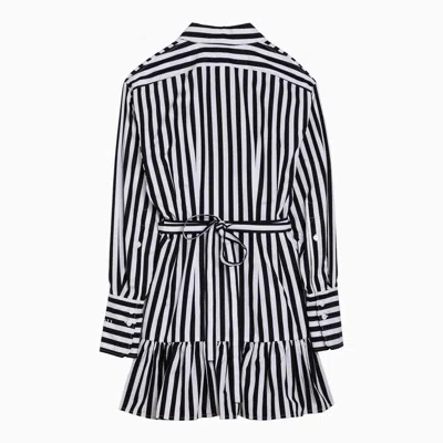 Shop Patou Black/white Striped Cotton Mini Chemisier Dress