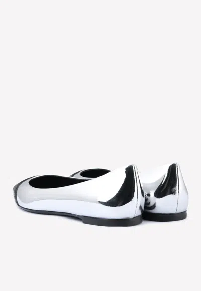 Shop Tom Ford Cap-toe Ballet Flats In Mirror Leather In Silver