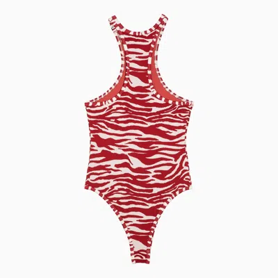 Shop Attico The  Zebra Print White/red One Piece Swimming Costume