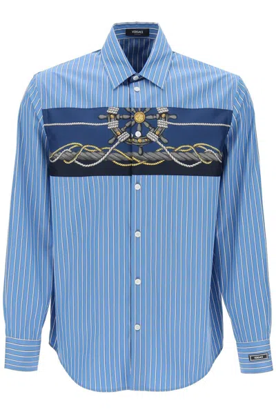 Shop Versace Striped Shirt With  Insert