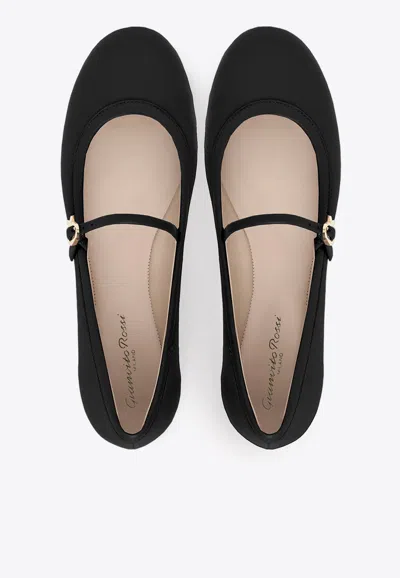 Shop Gianvito Rossi Carla Leather Ballerina Shoes In Black