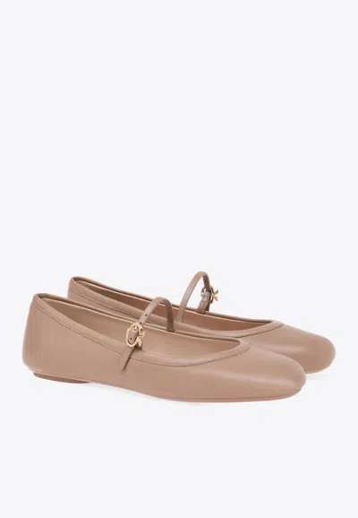 Shop Gianvito Rossi Carla Leather Ballerina Shoes In Pink