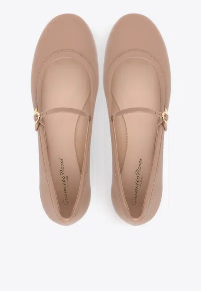 Shop Gianvito Rossi Carla Leather Ballerina Shoes In Pink
