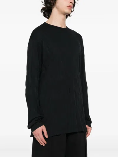 Shop Yohji Yamamoto Creased Long-sleeved T-shirt