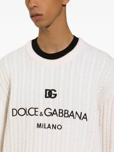 Shop Dolce & Gabbana Crew-neck Cable-knit Jumper