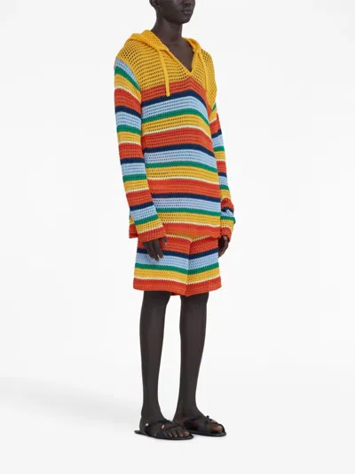 Shop Marni Crochet-knit Striped Hoodie