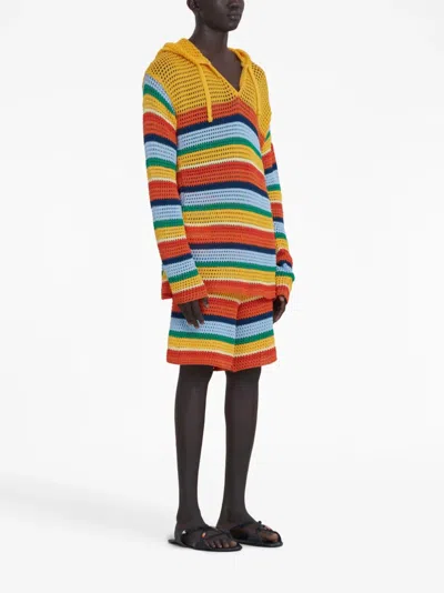 Shop Marni Crochet-knit Striped Shorts