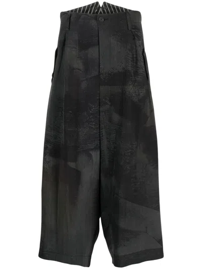 Shop Yohji Yamamoto Cropped Wide-leg Trousers