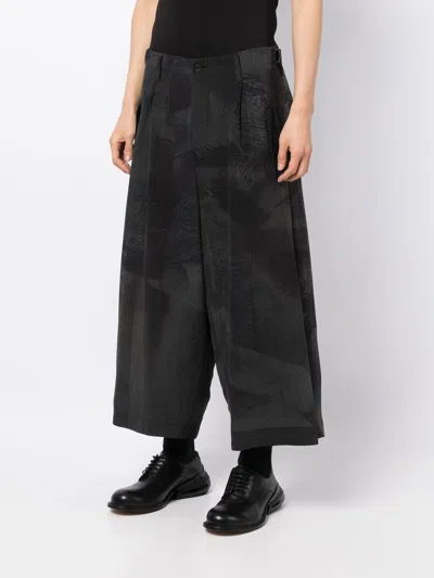 Shop Yohji Yamamoto Cropped Wide-leg Trousers