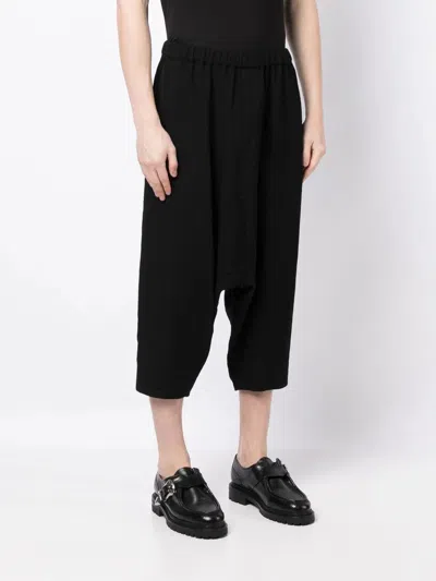 Shop Black Comme Des Garçons Cropped Wool Trousers