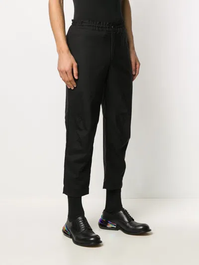 Shop Black Comme Des Garçons Cropped Wool Trousers