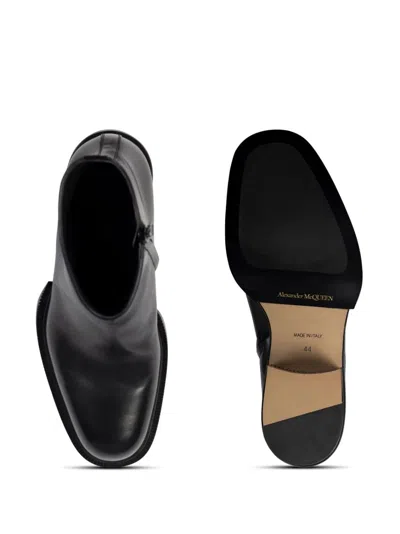Shop Alexander Mcqueen Cuban Stack Leather Boot