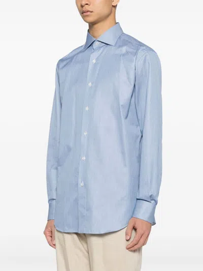 Shop Brioni Cutaway-collar Cotton Shirt