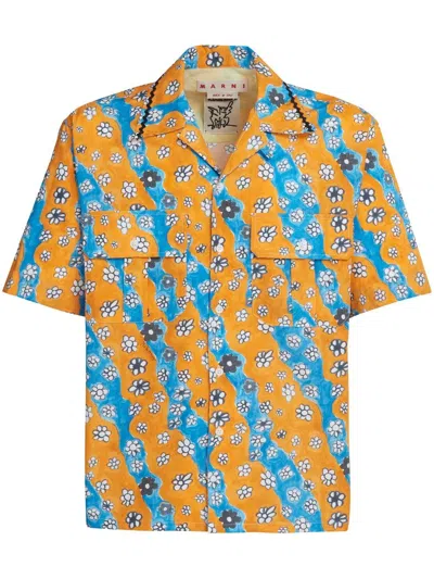 Shop Marni Daisy-print Patch-pocket Shirt