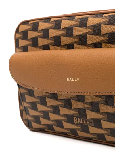 Shop Bally Daniel Pennant-print Leather Crossbody Bag