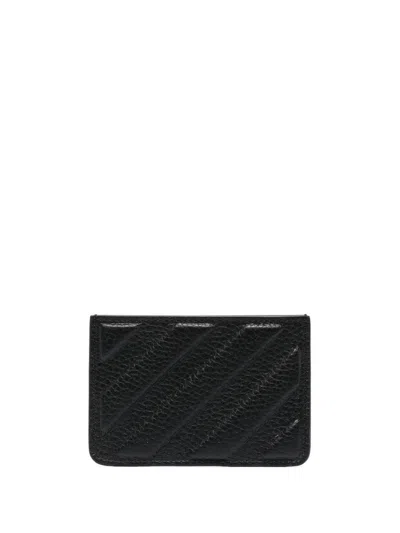 Shop Off-white Diag-stripe Leather Cardholder