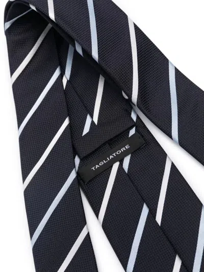 Shop Tagliatore Diagonal-stripe Silk Tie