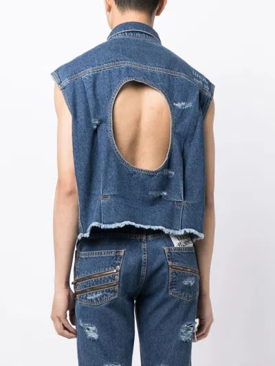 Shop Vivienne Westwood Distressed Cropped Jeans Gilet