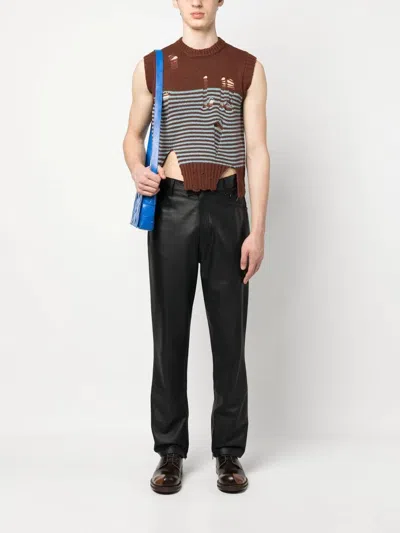 Shop Charles Jeffrey Loverboy Distressed Stripe Knitted Vest