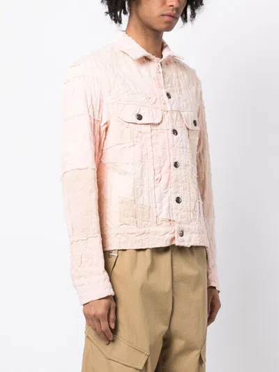 Shop Greg Lauren Distressed-effect Cotton Shirt Jacket
